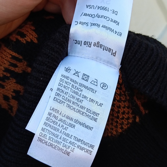 FARM Rio bananica intarsia orange & black printed knit sweater women's XS - Picture 11 of 14